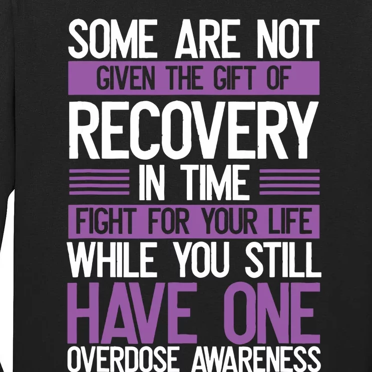 Overdose Awareness Fighter Purple Ribbon Drug Abuse Tall Long Sleeve T-Shirt