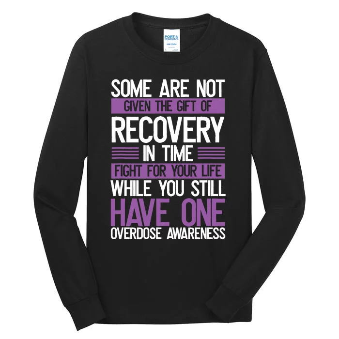 Overdose Awareness Fighter Purple Ribbon Drug Abuse Tall Long Sleeve T-Shirt