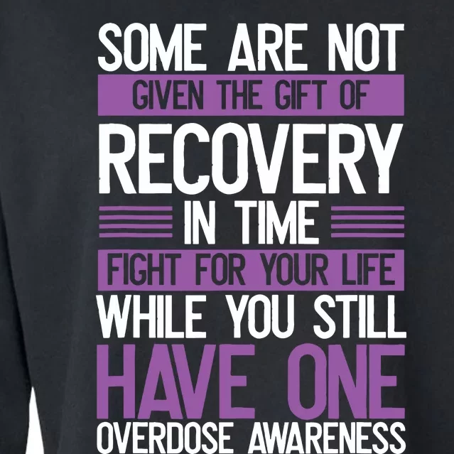 Overdose Awareness Fighter Purple Ribbon Drug Abuse Cropped Pullover Crew