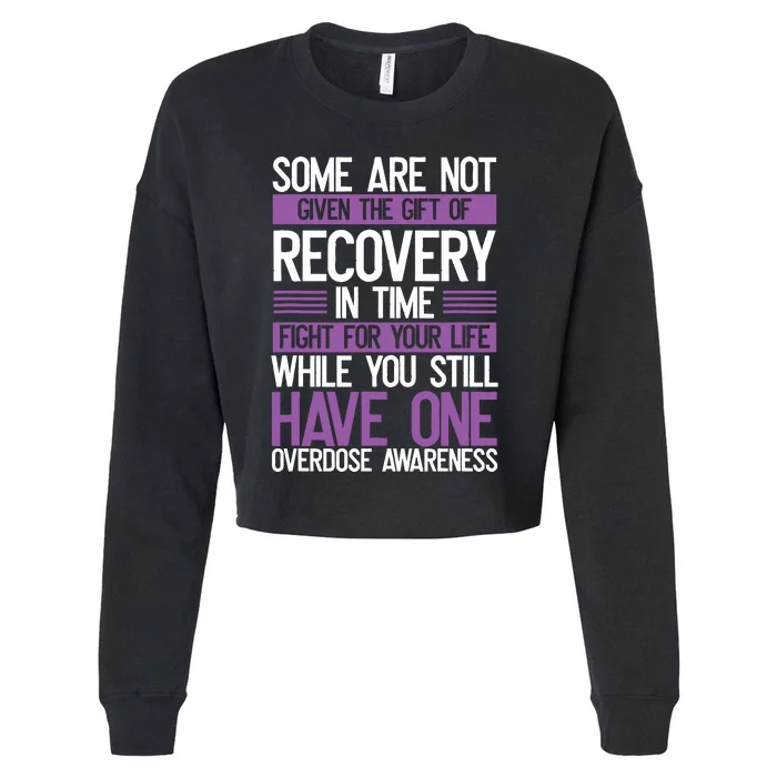 Overdose Awareness Fighter Purple Ribbon Drug Abuse Cropped Pullover Crew