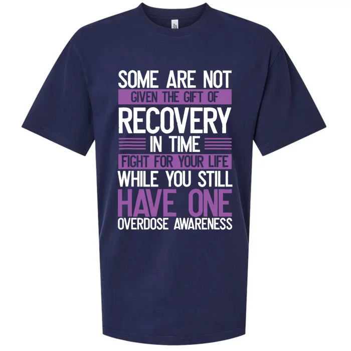 Overdose Awareness Fighter Purple Ribbon Drug Abuse Sueded Cloud Jersey T-Shirt