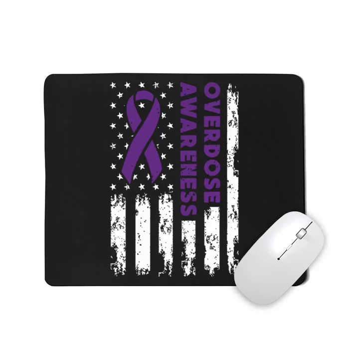 Overdose Awareness Flag Purple Ribbon Addiction Recovery Mousepad