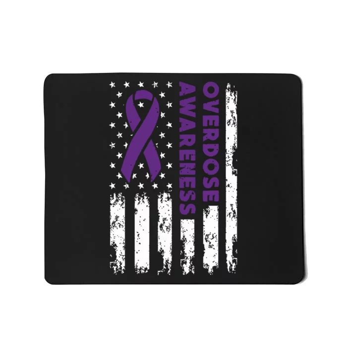 Overdose Awareness Flag Purple Ribbon Addiction Recovery Mousepad