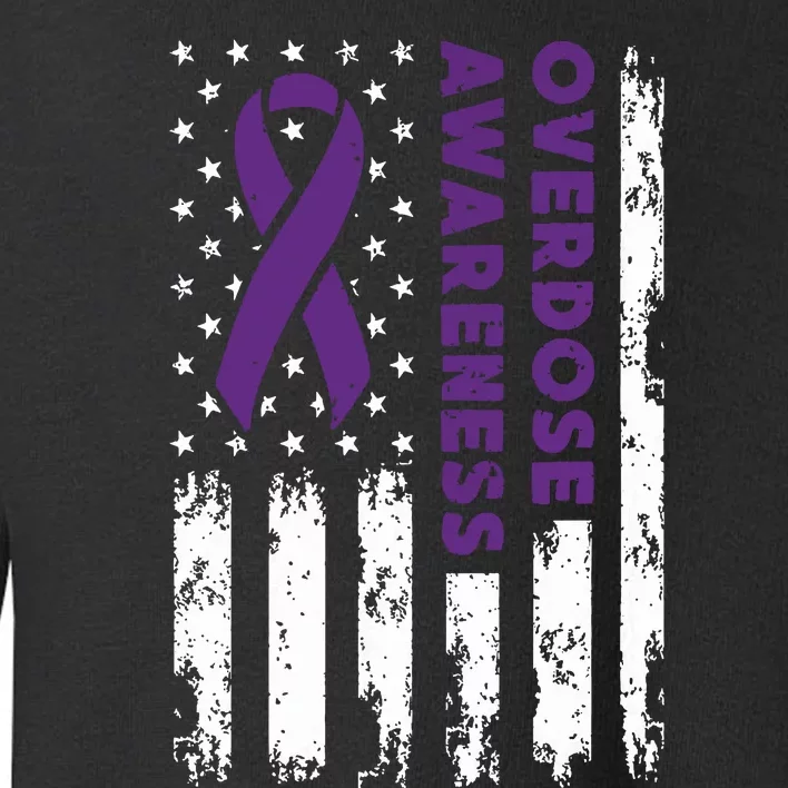 Overdose Awareness Flag Purple Ribbon Addiction Recovery Toddler Sweatshirt