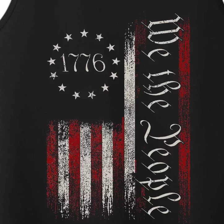 Old American Flag Patriotic 1776 We The People Usa Performance Tank