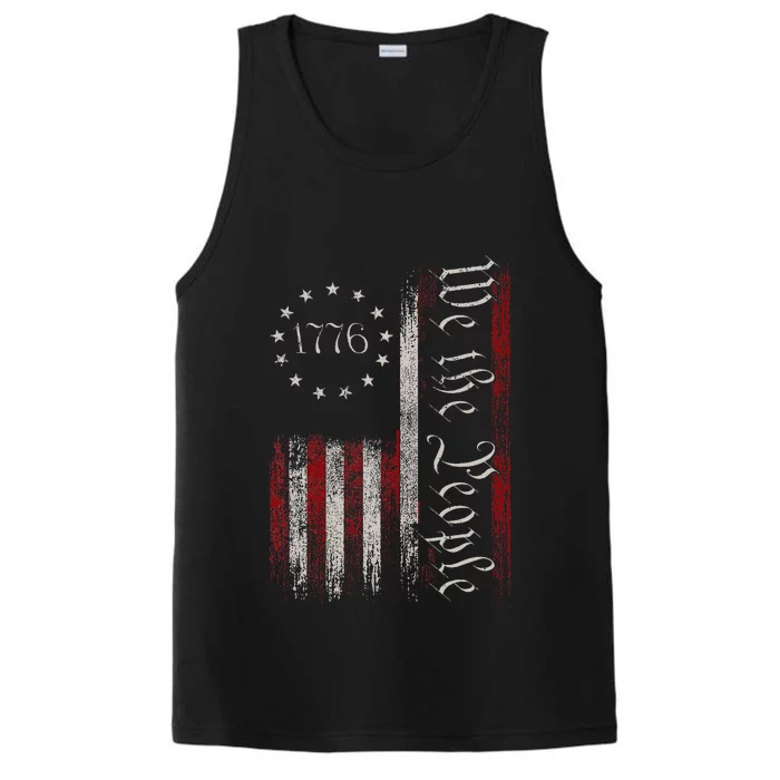 Old American Flag Patriotic 1776 We The People Usa Performance Tank