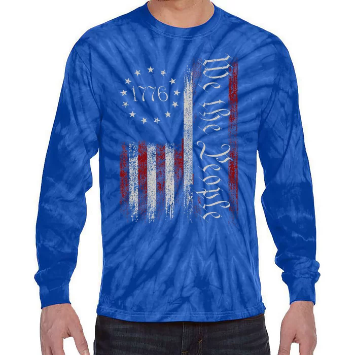 Old American Flag Patriotic 1776 We The People Usa Tie-Dye Long Sleeve Shirt