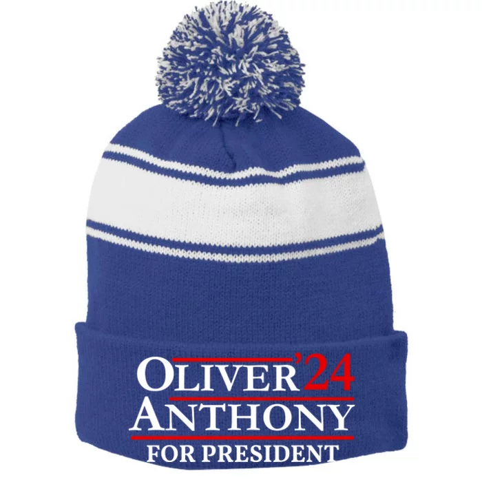 Oliver Anthony For President 2024 Stripe Pom Pom Beanie