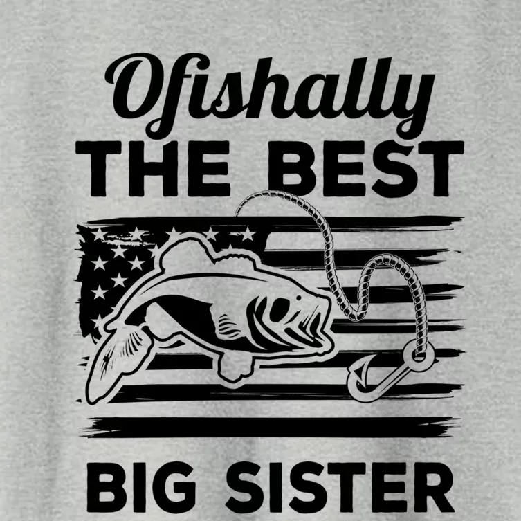 Ofishally American Flag Older Sister Fishing Big Sis Cute Gift Women's Crop Top Tee