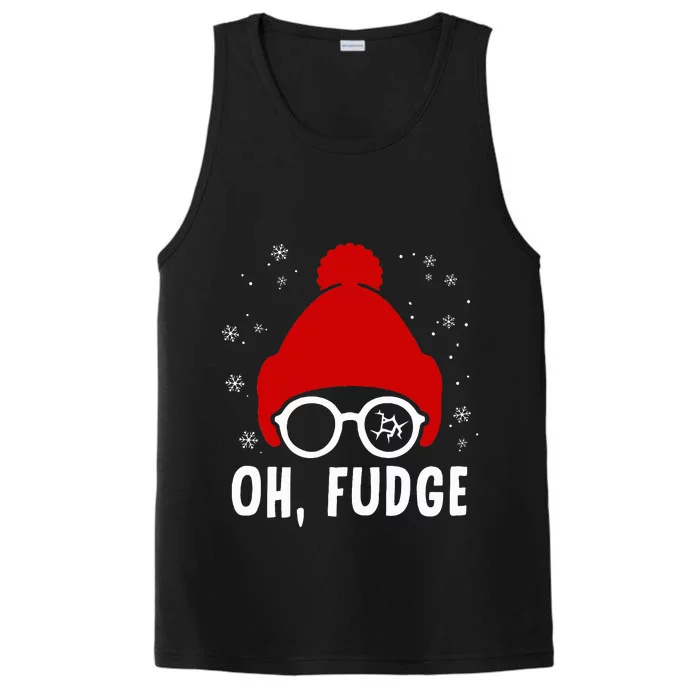 Oh a Fudge Funny Christmas Saying Vintage Xmas Santa Hat Performance Tank