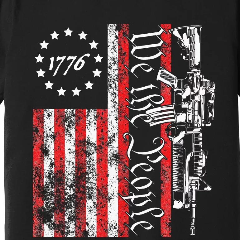 Old American Flag Patriotic 1776 We The People Usa Premium T-Shirt