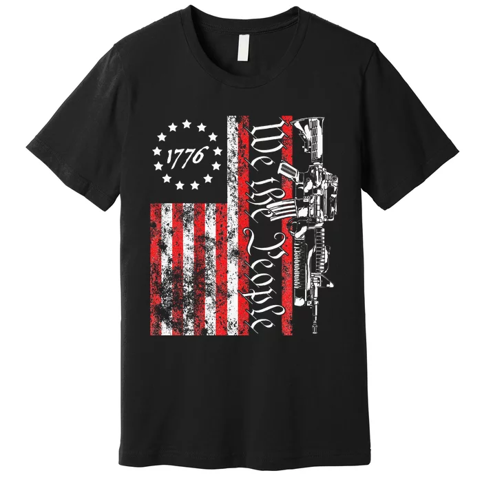 Old American Flag Patriotic 1776 We The People Usa Premium T-Shirt