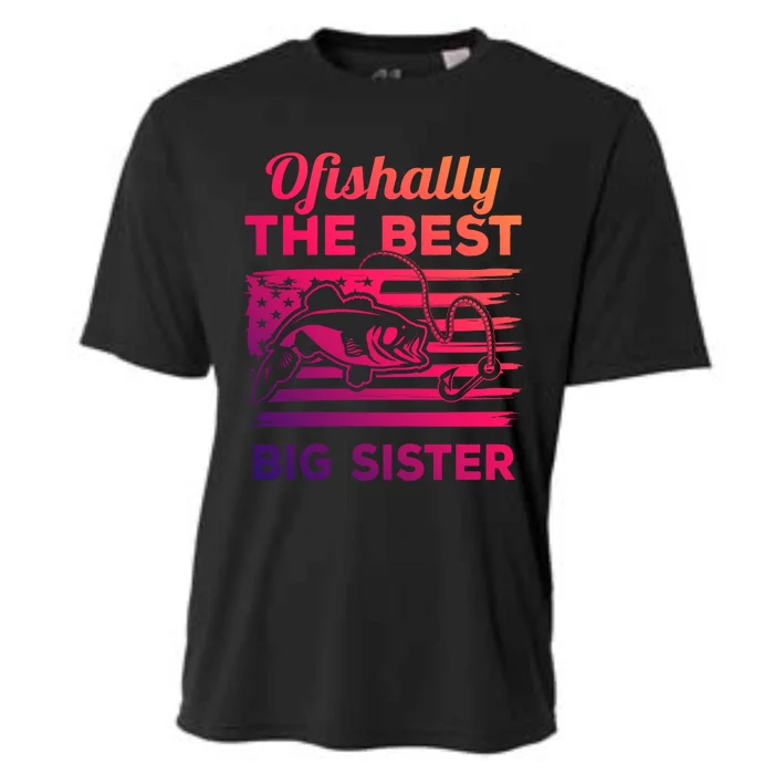 Ofishally American Flag Older Sister Fishing Big Sis Cute Gift Cooling Performance Crew T-Shirt