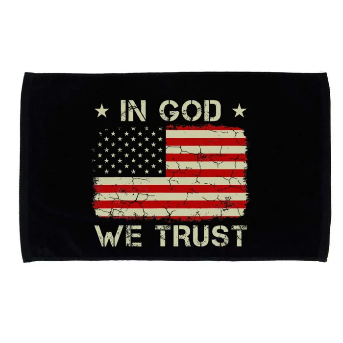 Old American Flag In God We Trust Christian Microfiber Hand Towel