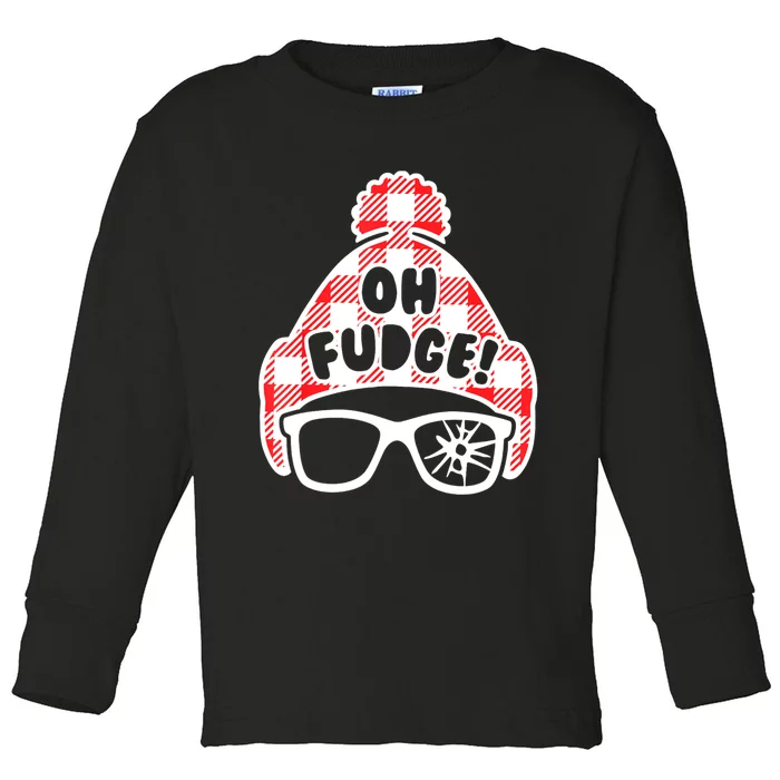 Oh A Fudge Funny Christmas Saying Vintage Xmas Santa Hat Toddler Long Sleeve Shirt