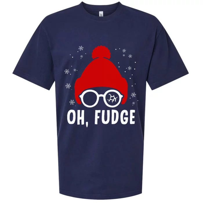 Oh A Fudge Funny Christmas Saying Vintage Xmas Santa Hat Sueded Cloud Jersey T-Shirt