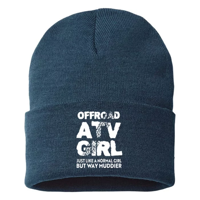 OffRoad ATV Girl Funny Quad 4Wheeling Girls Sustainable Knit Beanie