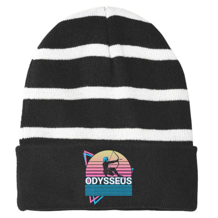 Odysseus Ancient Greek Greek Mythology Retro Striped Beanie with Solid Band