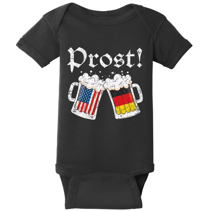 Oktoberfest American German Flag Beer Prost Baby Bodysuit