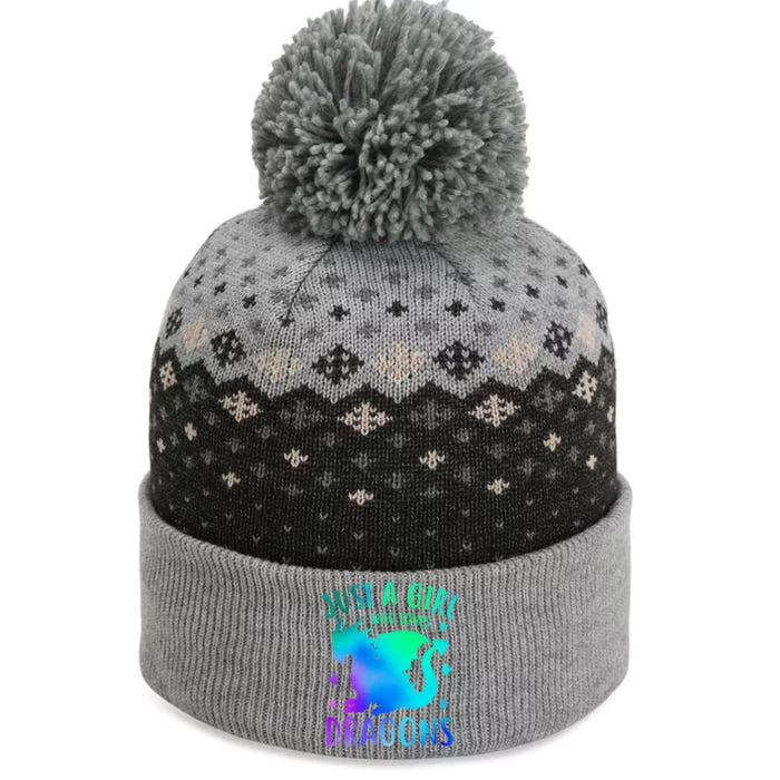 Only A Girl Who Loves Dragons Gift The Baniff Cuffed Pom Beanie