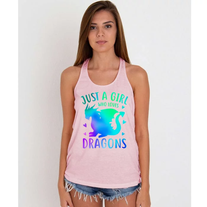 Only A Girl Who Loves Dragons Gift Women's Knotted Racerback Tank