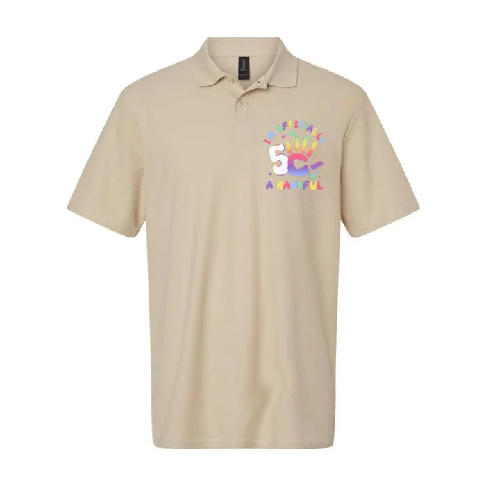 Officially A Handful 5 Im Five Years Old Funny Birthday Softstyle Adult Sport Polo