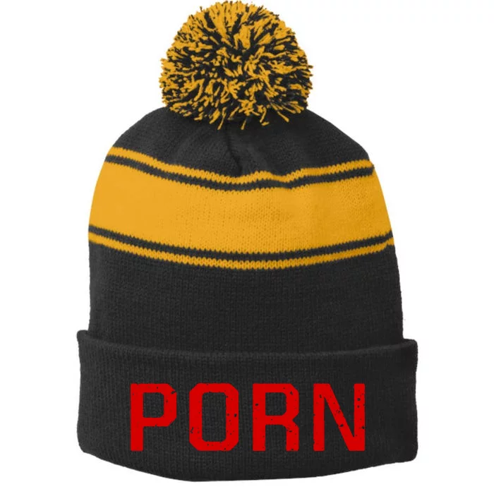 Offensive Adult Humor Funny Saying I Direct Midget Prn Stripe Pom Pom Beanie