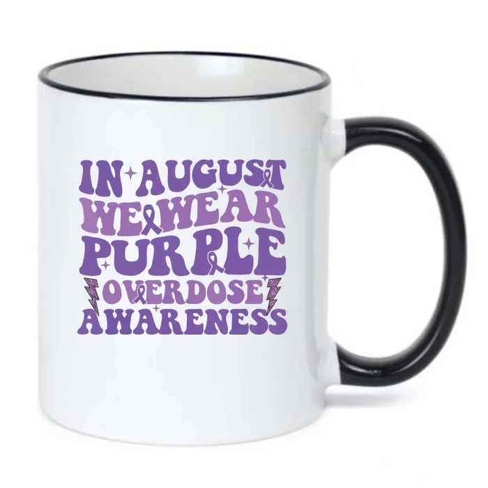 Overdose Awareness In August We Wear Purple Women Black Color Changing Mug