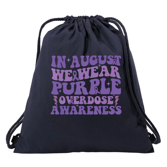 Overdose Awareness In August We Wear Purple Women Drawstring Bag