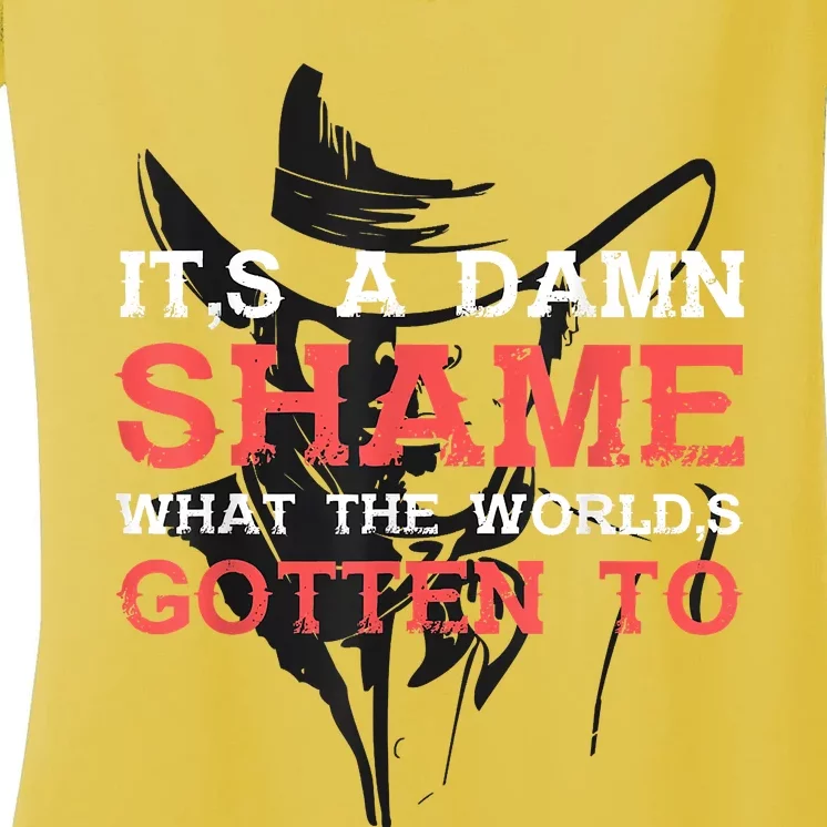 Oliver Anthony Its A Damn Shame What The Worlds Gotten To Women's V-Neck T-Shirt