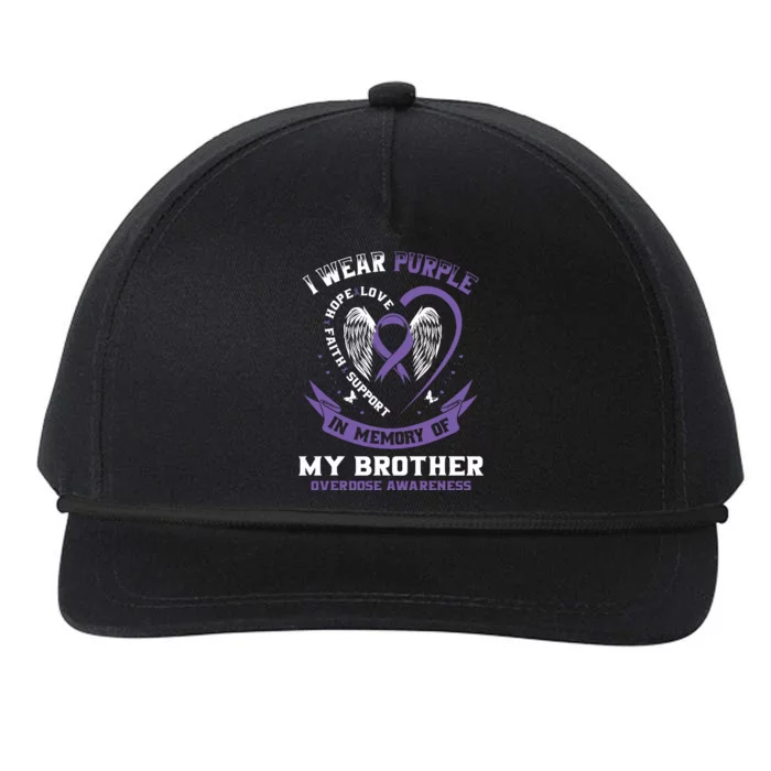 Overdose Awarenessc In Memory Of Brother Purple Ribbon Snapback Five-Panel Rope Hat