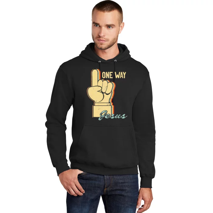 One-Way a Jesus People Christian Revolution FingerUp Retro Hoodie