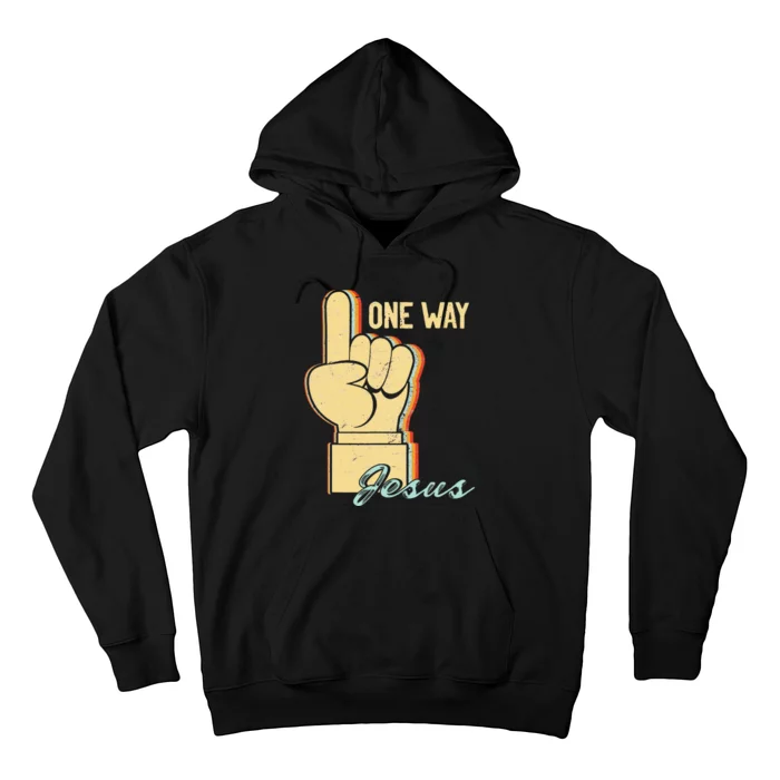 One-Way a Jesus People Christian Revolution FingerUp Retro Hoodie