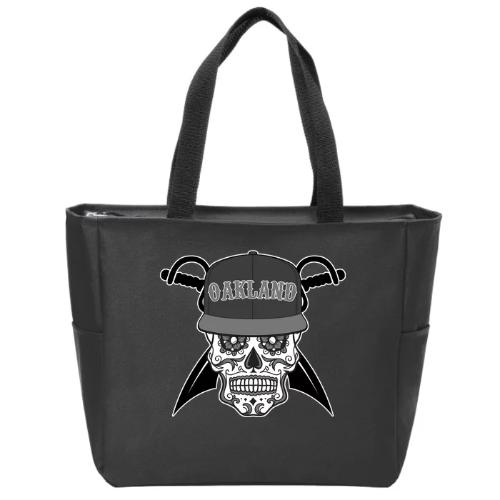 Oakland Day of The Dead Sugar Skull Zip Tote Bag