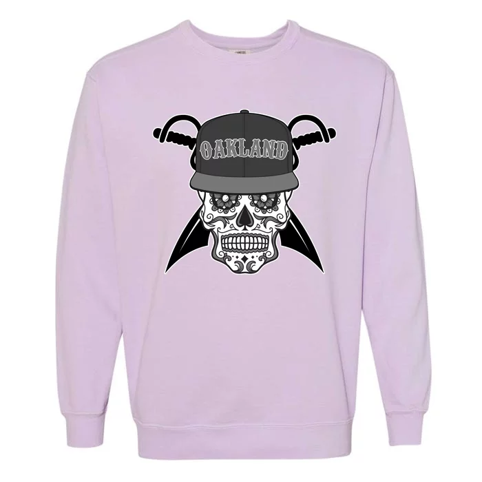 Oakland Day of The Dead Sugar Skull Garment-Dyed Sweatshirt