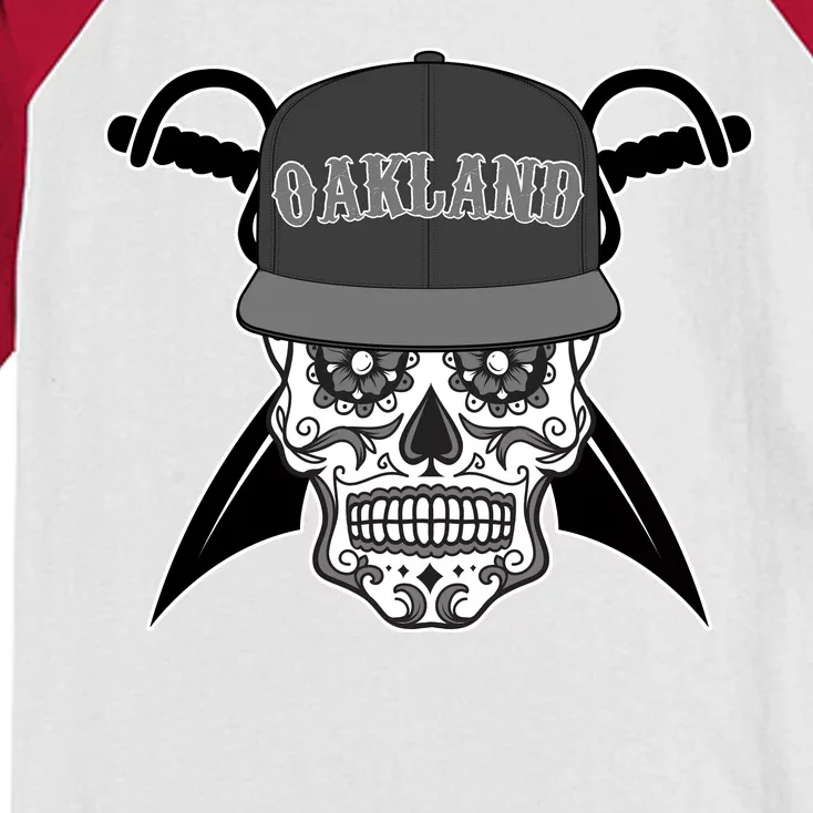 Oakland Day of The Dead Sugar Skull Kids Colorblock Raglan Jersey