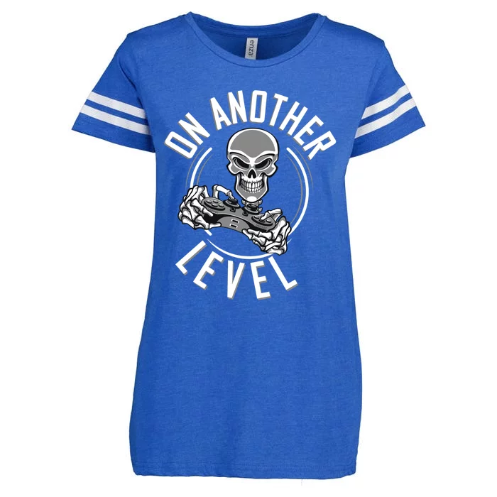 On Another Level Gaming Gift Video Gamer Skeleton Cute Gift Enza Ladies Jersey Football T-Shirt