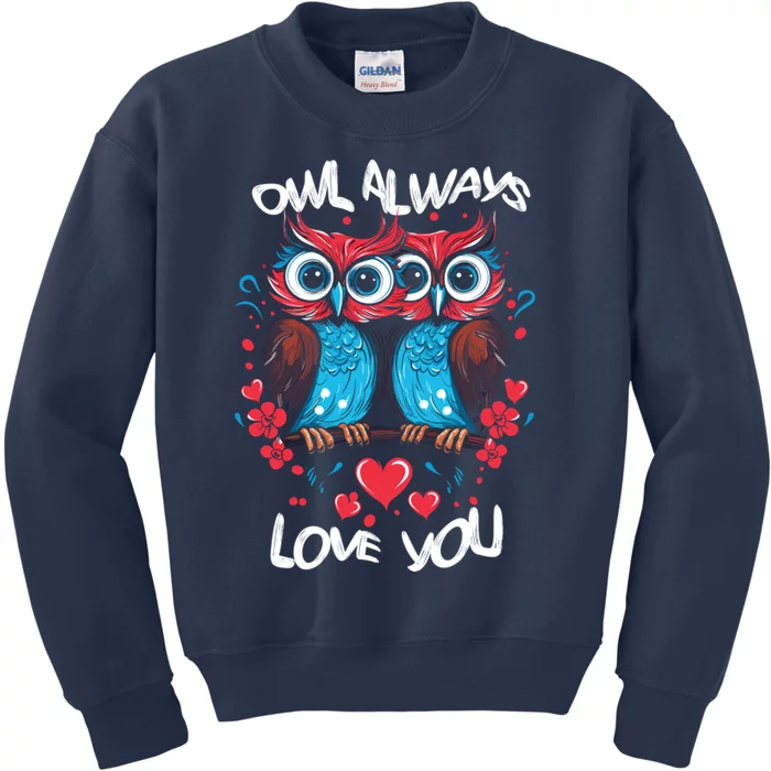 Owl Always Love You Cute Whales Valentines Day Kids Sweatshirt