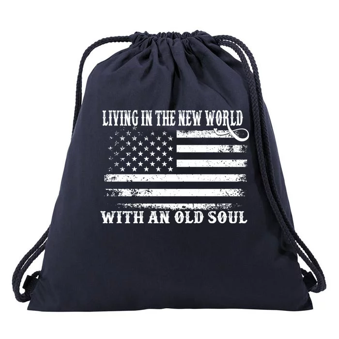 Oliver Anthony Livin In The New World With An Old Soul Drawstring Bag