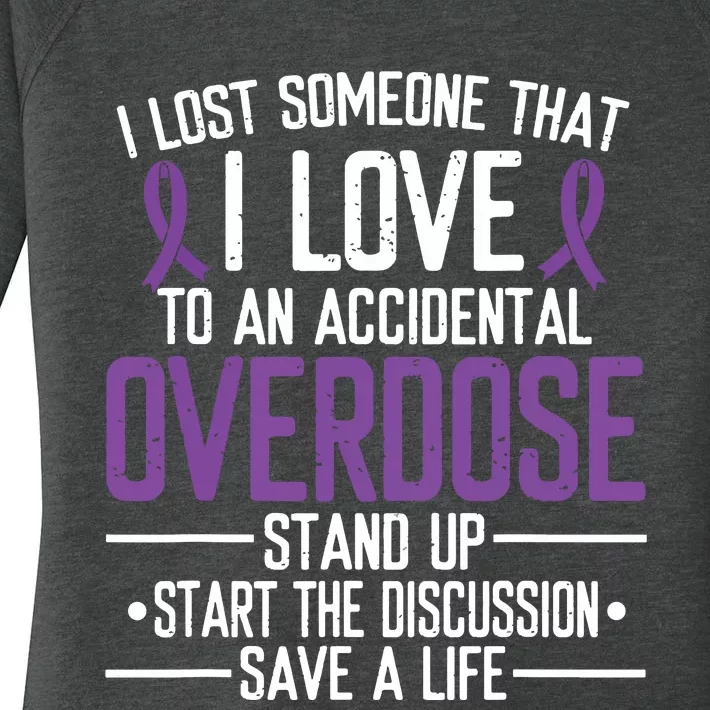 Overdose Awareness Lost Someone I Love Purple Ribbon Women's Perfect Tri Tunic Long Sleeve Shirt