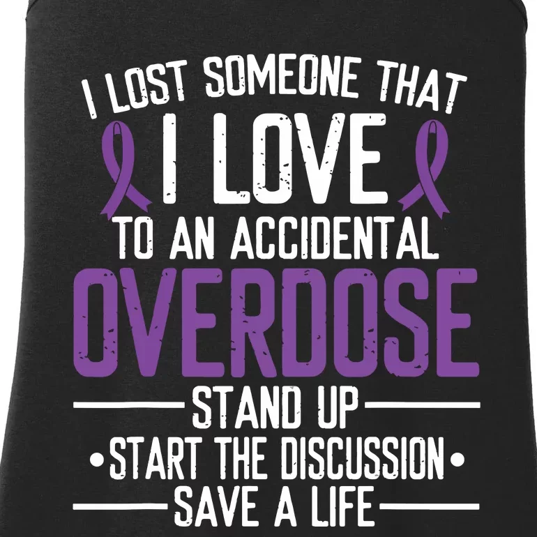 Overdose Awareness Lost Someone I Love Purple Ribbon Ladies Essential Tank