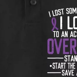 Overdose Awareness Lost Someone I Love Purple Ribbon Dry Zone Grid Performance Polo