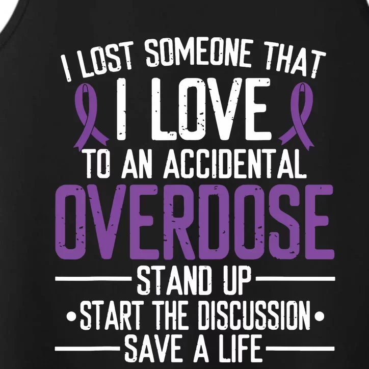 Overdose Awareness Lost Someone I Love Purple Ribbon Performance Tank