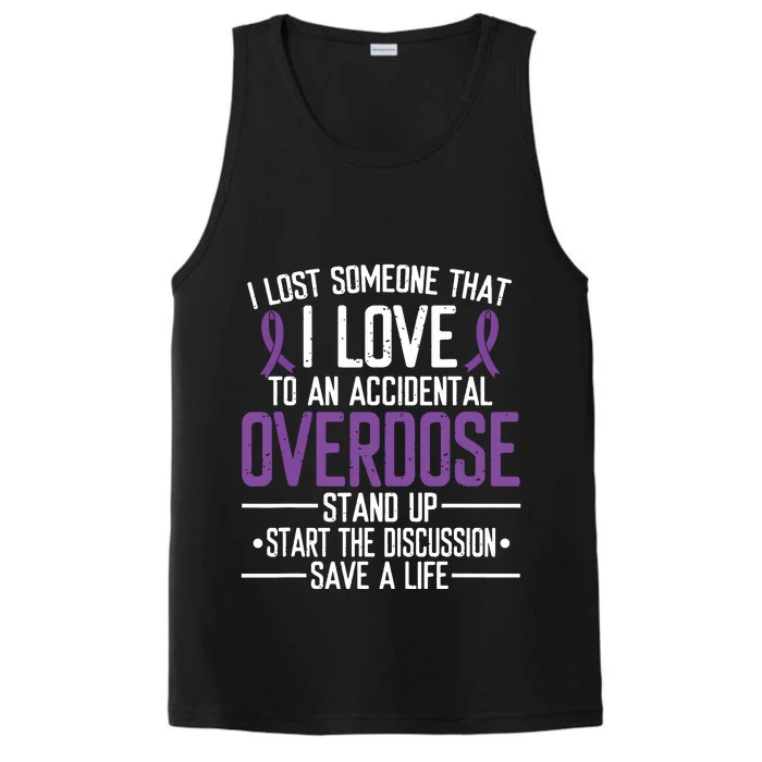 Overdose Awareness Lost Someone I Love Purple Ribbon Performance Tank