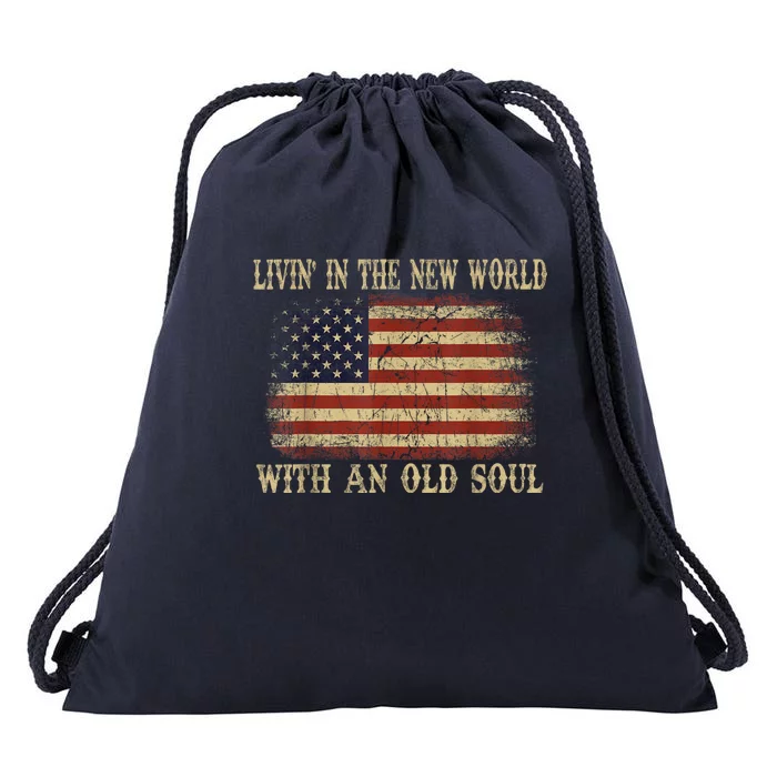 Oliver Anthony Livin In The New World With An Old Soul Drawstring Bag