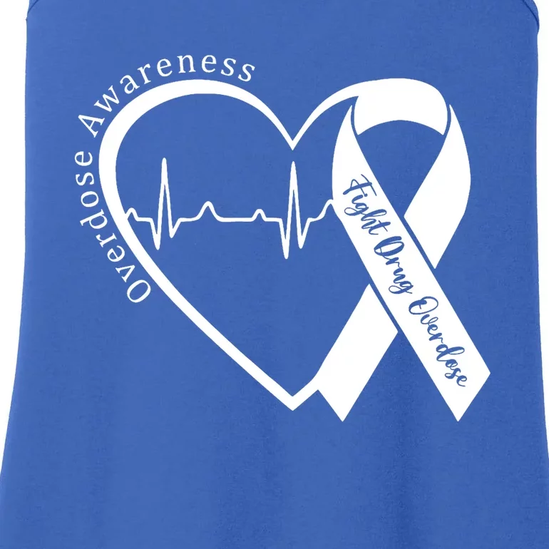 Overdose Awareness Month Heart Purple Ribbon Support Ladies Essential Tank