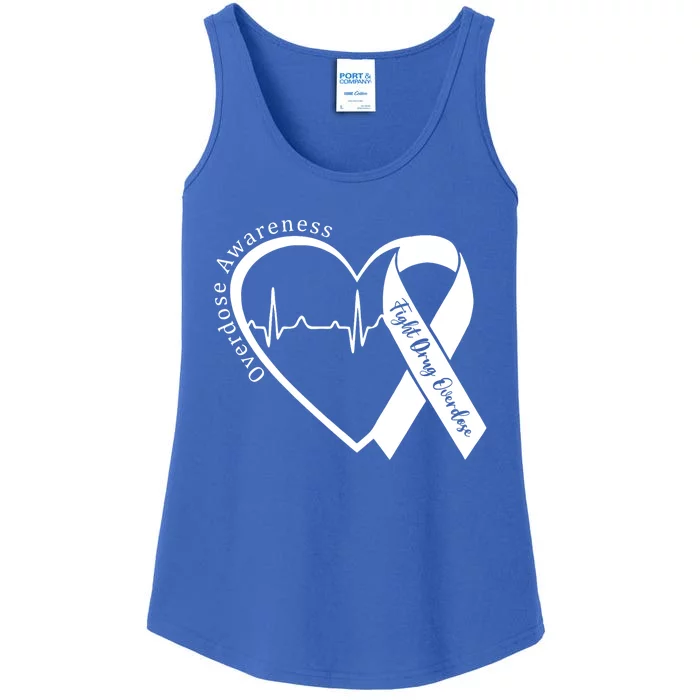 Overdose Awareness Month Heart Purple Ribbon Support Ladies Essential Tank