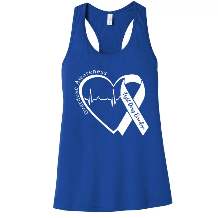 Overdose Awareness Month Heart Purple Ribbon Support Women's Racerback Tank