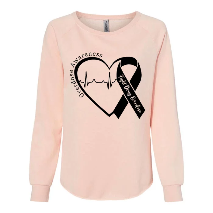 Overdose Awareness Month Heart Purple Ribbon Support Womens California Wash Sweatshirt