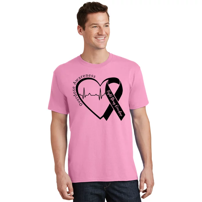 Overdose Awareness Month Heart Purple Ribbon Support T-Shirt